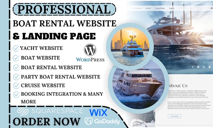 Gig Preview - Build luxury boat website yacht cruise jet ski and party boat rental website