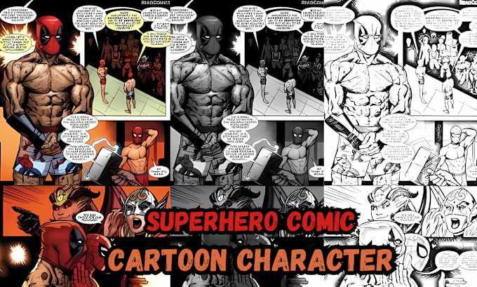 Gig Preview - Illustrate realistic superhero comic book marvel style cartoon character design