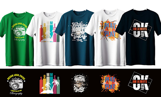 Gig Preview - Do unique custom t shirt design and bulk trendy t shirts design for you