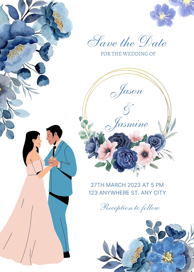 Gig Preview - Design a beautiful wedding invitation and save the date card