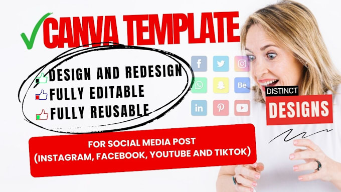 Gig Preview - Canva templates canva template design editable canva social media post design