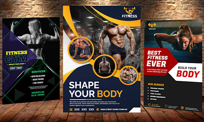 Gig Preview - Amazing gym flyers, workout flyers, yoga, personal trainer, fitness flyer poster