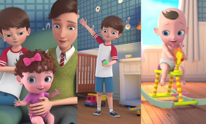 Bestseller - 3d kids video animation youtube kids intro nursery rhymes kids son