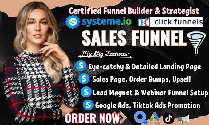 Gig Preview - Design systeme io sales funnel, clickfunnels landing page, systeme io funnel dns