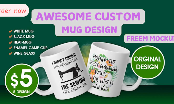 Gig Preview - Create a custom coffee mug design for you