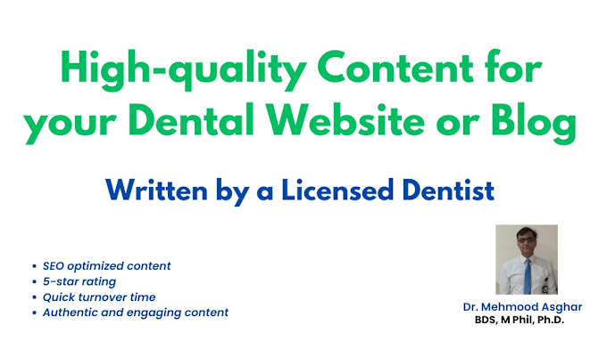 Gig Preview - Create content for your dental website or blog