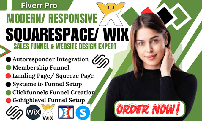 Gig Preview - Design wix sales funnel,wix landing page,squarespace sales funnel,wix expert