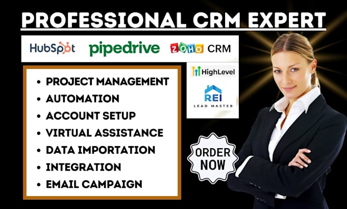 Gig Preview - Do hubspot pipedrive zoho crm automation gohighlevel odoo rei lead integration