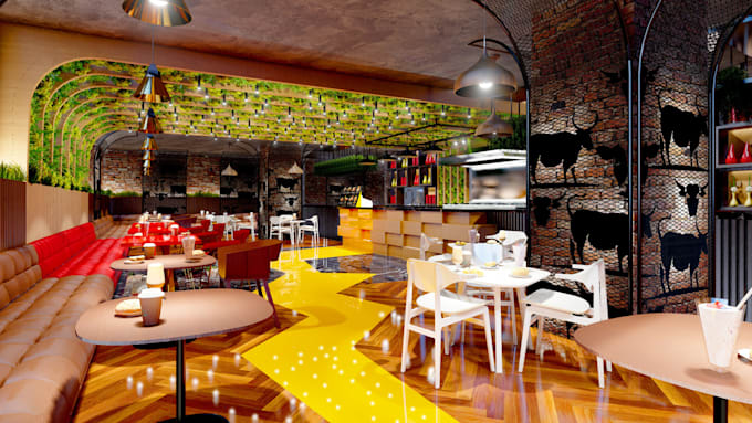 Gig Preview - Design 3d photorealistic bar house, 3d cafes, 3d lounge, 3d barbecue area render