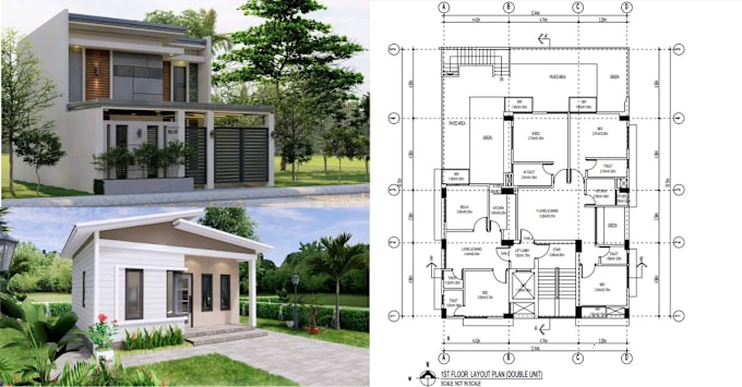 Gig Preview - 2d floor plan, elevation, 3d house interior and exterior modeling and rendering