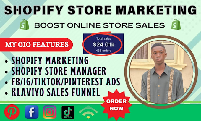 Gig Preview - Boost shopify sales, shopify store promotion, shopify marketing sales funnel