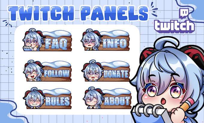 Gig Preview - Draw custom twitch panels for vtuber or streamer