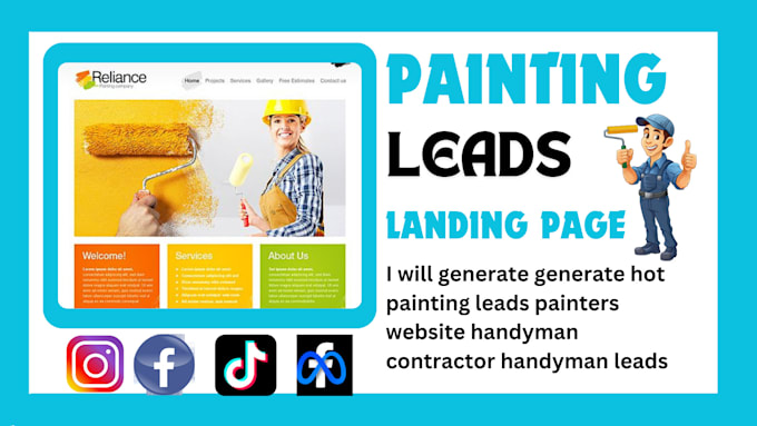 Gig Preview - Generate hot painting leads painters website handyman contractor handyman leads