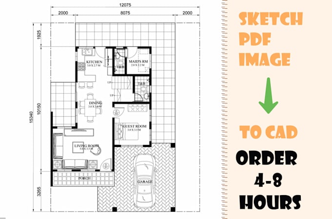 Gig Preview - Convert pdf, blueprint sketch, jpg to archicad