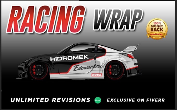 Gig Preview - Make creative racing car wrap, vinyl wrap, and vehicle wrap design