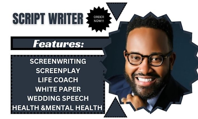 Gig Preview - Screenwriter, screenplay, wedding speech, life coach, press release, romance