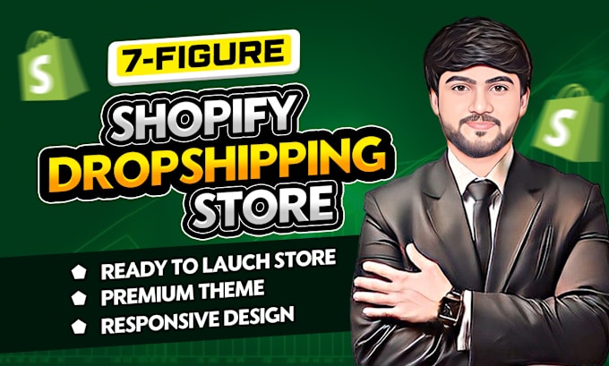 Gig Preview - Build a passive income shopify dropshipping store,  shopify store design