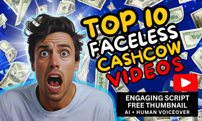 Gig Preview - Do viral top 10 faceless cashcow videos, manage your faceless youtube channel