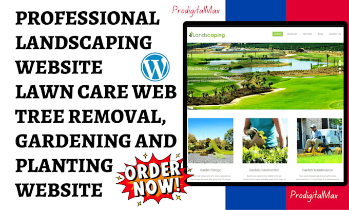 Gig Preview - Design landscaping website tree removal, lawn care, gardening, planting website