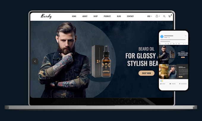 Gig Preview - Design 7 figure beard oil shopify store beard care store beard oil store website