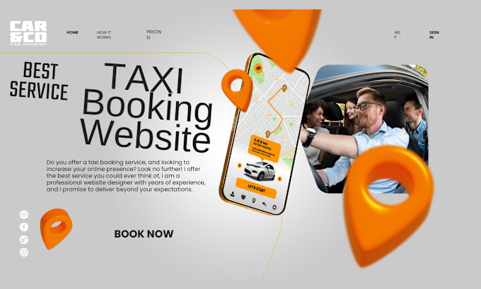 Gig Preview - Taxi booking website chauffeur website limousine with reservation and price