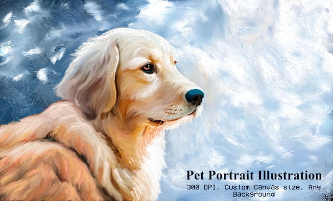 Gig Preview - Make digital oil painting of pet portrait illustration