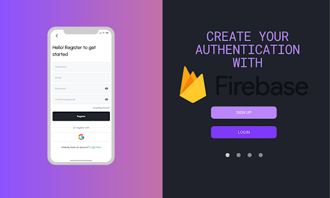 Gig Preview - Create firebase authentication with login and registration pages in flutter