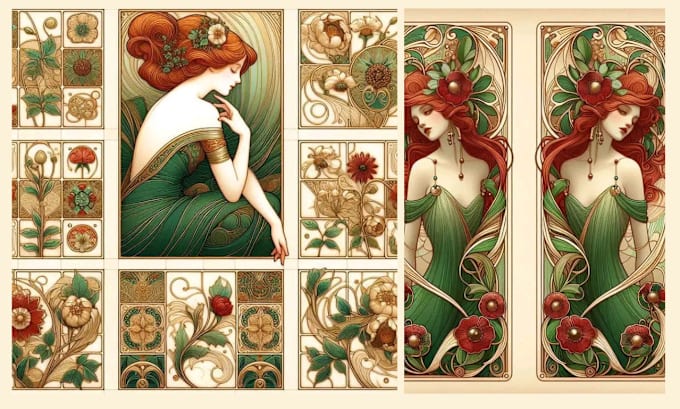 Gig Preview - Create an art nouveau character  illustration in portraits, posters style