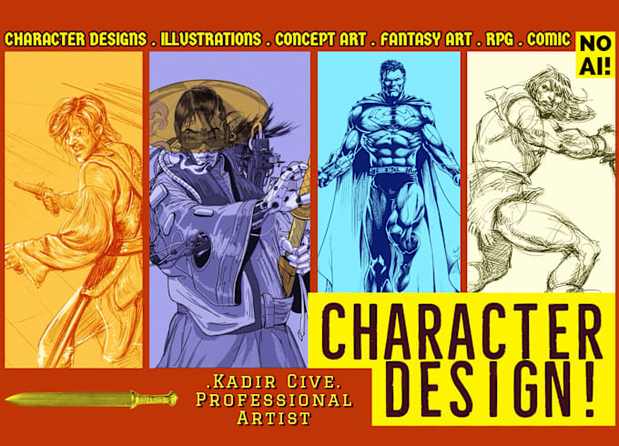 Gig Preview - Draw your fantasy and concept character designs professionally