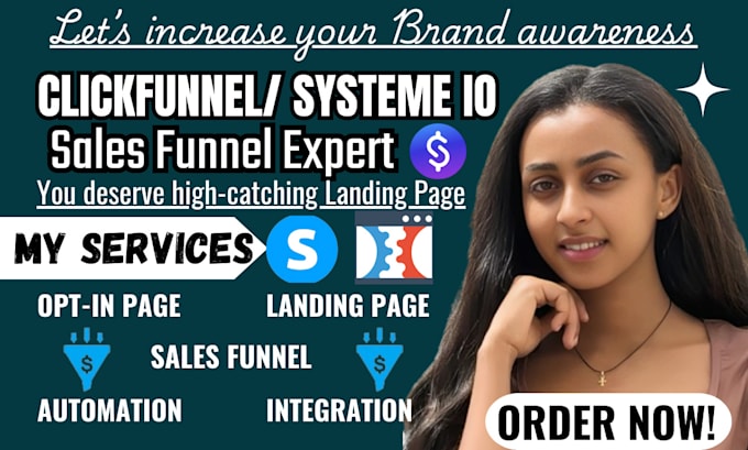 Gig Preview - Do clickfunnels sales funnel, systeme io, stan store design, clickfunnels