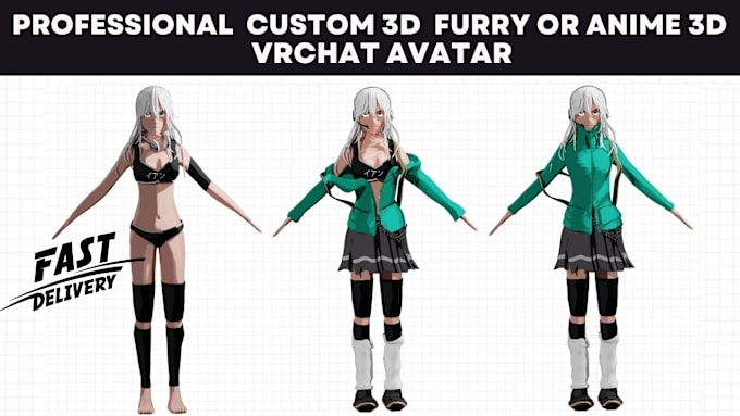 Gig Preview - Create 3d custom furry or anime vtuber 3d vrchat avatar