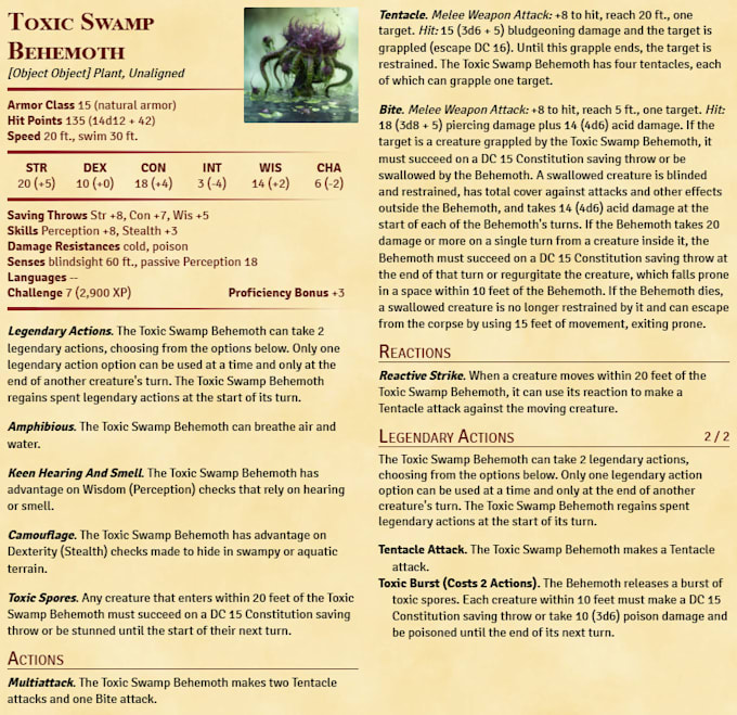 Bestseller - create a custom dungeons and dragons 5e monster, npc or boss