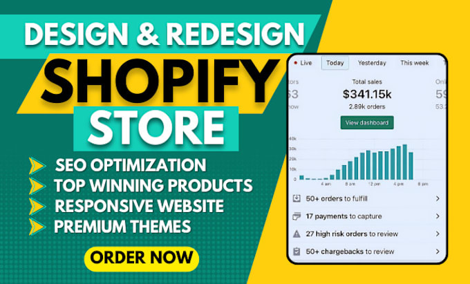 Gig Preview - Create shopify dropshipping store, shopify store design shopify website redesign