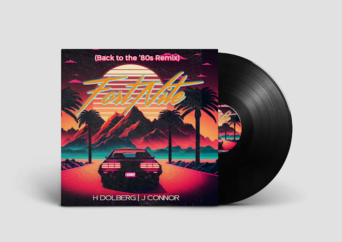 Gig Preview - Design 80s retro, neon, synthwave, album cover, music cover, podcast cover art