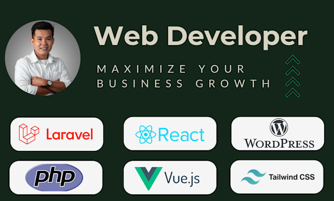 Gig Preview - Be your web developer using PHP, laravel, react js