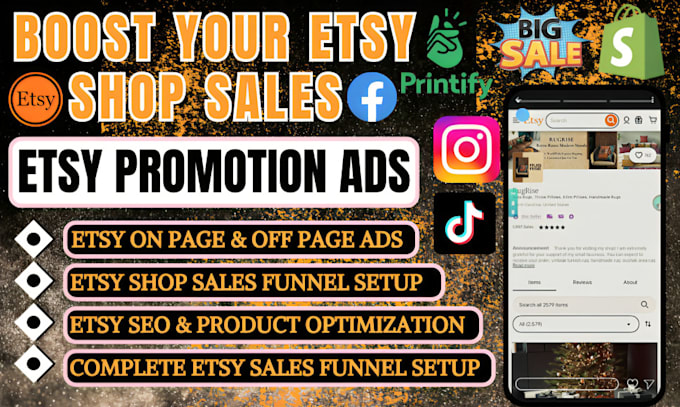 Gig Preview - Boost etsy shop sales funnel, etsy shop conversion promotion ads, etsy SEO audit