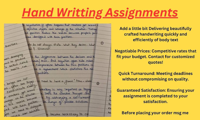 Gig Preview - Do hand writting assignments job for you