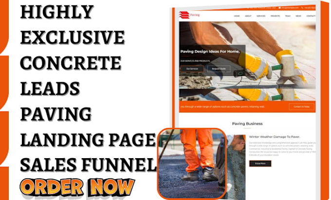 Gig Preview - Generate concrete leads paving asphalt contractor landing page flooring funnel