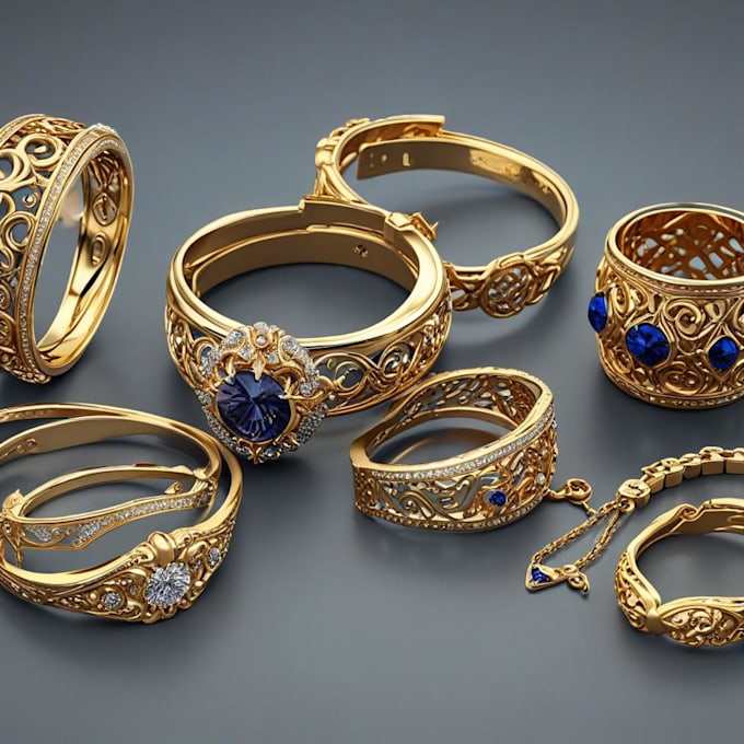 Gig Preview - Do 3d jewelry design, jewelry cad design and rendering, rings, jewelry designer