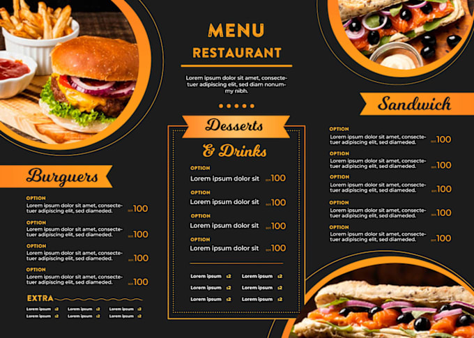 Gig Preview - Make eye catching menu cards according to your need