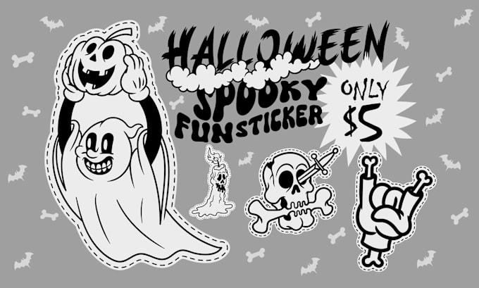 Gig Preview - Create a funny spooky halloween sticker illustration