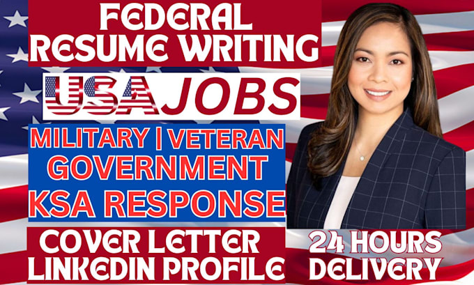 Gig Preview - Craft usajobs, federal resume, ksa response for military, veteran, civilian, grc