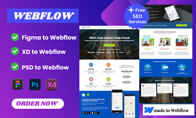 Gig Preview - Convert figma to webflow design, xd to webflow, psd to webflow, webflow website