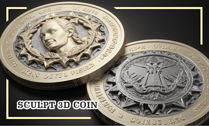 Gig Preview - Sculpt 3d coin, cnc medallion, 3d bas relief head 3d relief 3d printing, 3d logo