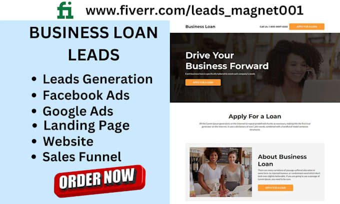 Gig Preview - Business loan loan website business loan leads mca leads business loan website