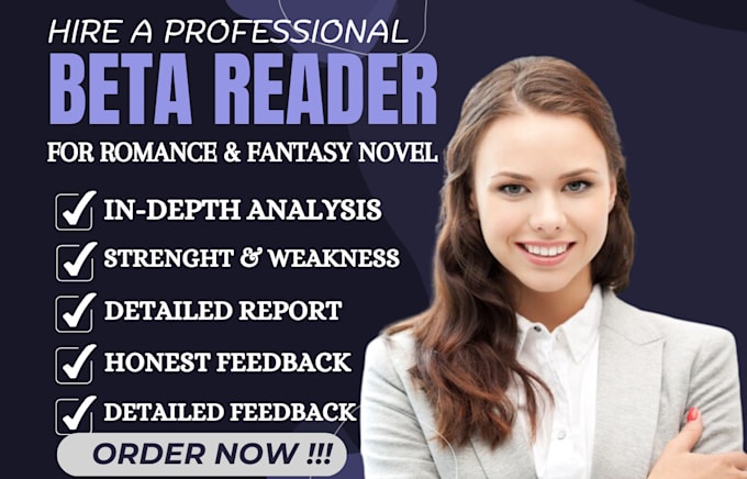 Gig Preview - Beta read romance fantasy horror novels as a beta reader romance ya beta reader