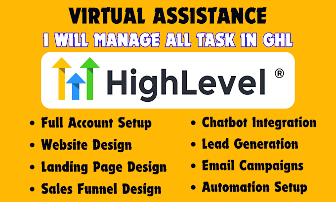 Gig Preview - Be ghl va gohighlevel ghl saas virtual assistant ghl website ghl sales funnel