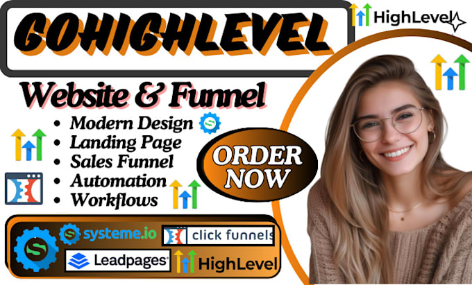 Gig Preview - Gohighlevel website, clickfunnels landing page leadpages mailerlite sales funnel