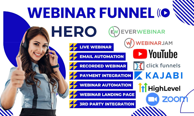 Gig Preview - Setup webinar funnel and automations using clickfunnels, everwebinar, webinarjam