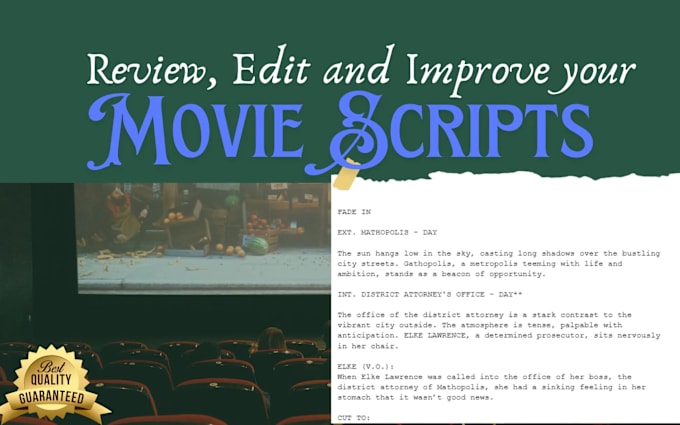 Gig Preview - Edit, review and improve your movie script, screenplay and movie script